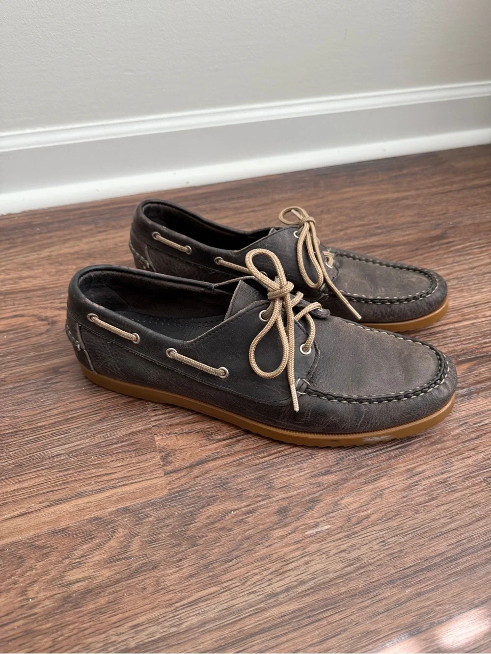 Allen Edmonds Harbour Panama Boat Gray Real Leather Distressed Shoes 11 Men’s